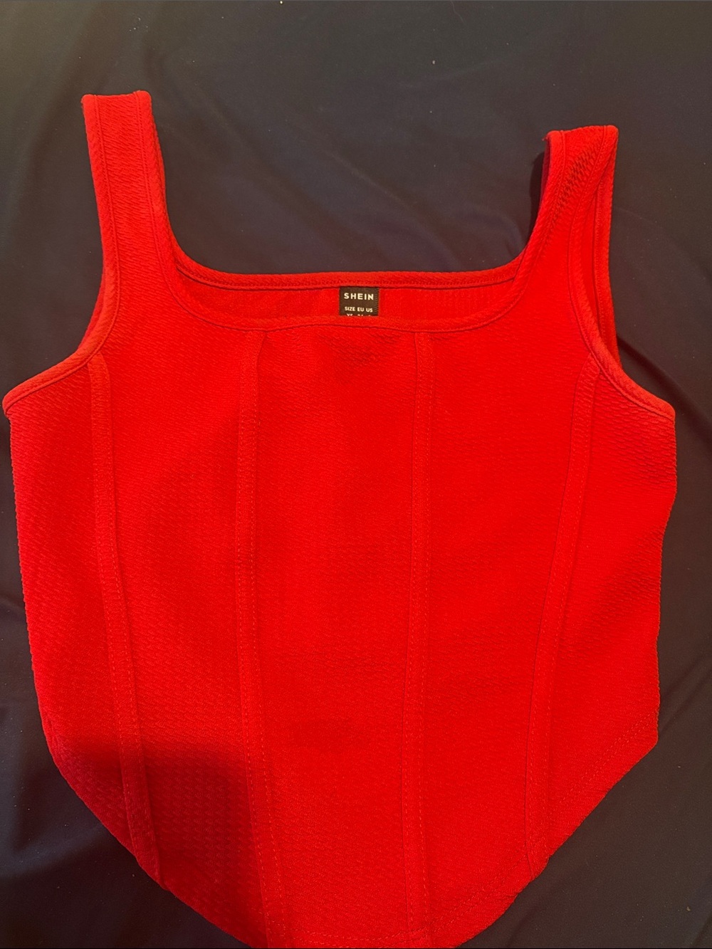 SHEIN Vibrant Red Square-Neck Sculpted stretchy corset